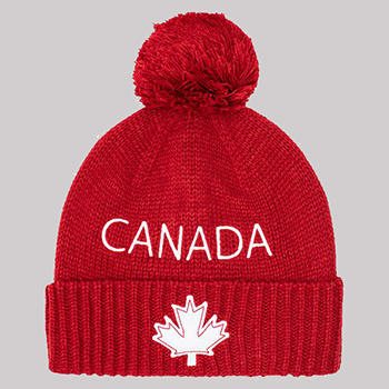 Acrylic knit beanie with pom and fleece liner from Kootenay Knit & Apparel, Cranbrook, BC